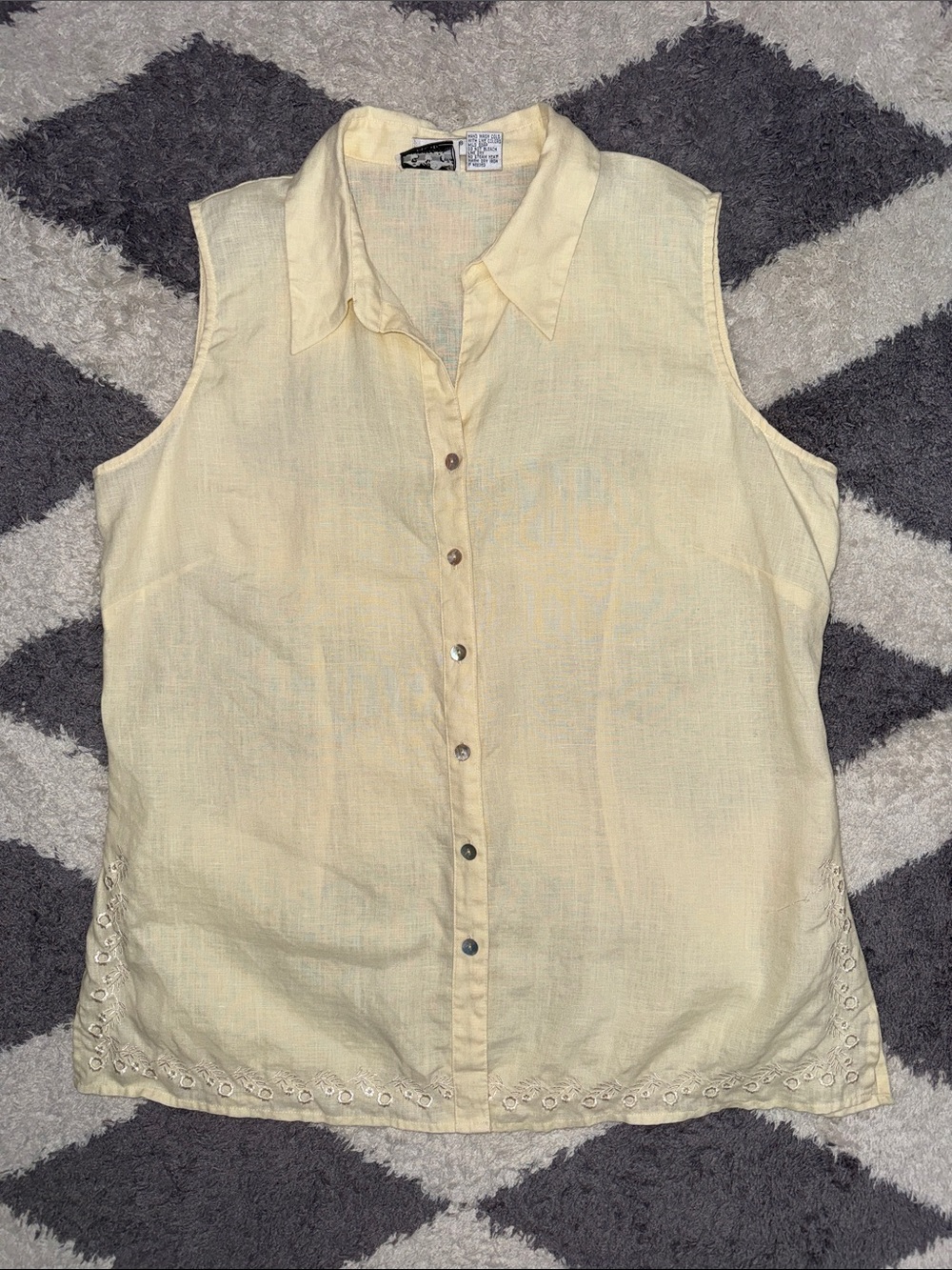 90s vintage Edward 100% Irish Linen sleeveless button down size XL